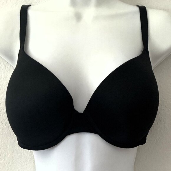 PINK VICTORIA’S SECRET BLACK WEAR EVERYWHERE PUSH UP BRA 34DD EUC - Picture 1 of 14